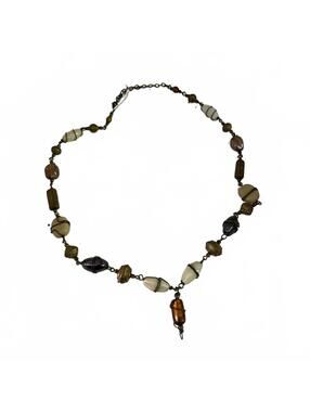 Beaded Necklace with Gold and Cream Accents